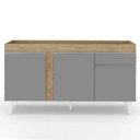 Ver imagem 5 de Balcão Gabinete para Pia 150cm sem Tampo 3 Portas 1 Gaveta Dakota Castanho/cinza - Lumil