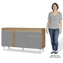 Ver imagem 4 de Balcão Gabinete para Pia 150cm sem Tampo 3 Portas 1 Gaveta Dakota Castanho/cinza - Lumil