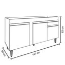 Ver imagem 3 de Balcão Gabinete para Pia 150cm sem Tampo 3 Portas 1 Gaveta Dakota Castanho/cinza - Lumil
