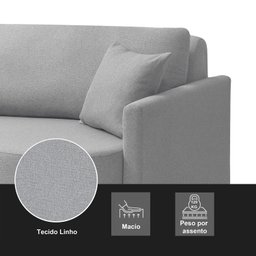 Sofá Cama Retrátil 2 Lugares 184 Cm Moscow Redenobre:cinza Claro - 10