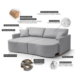 Sofá Cama Retrátil 2 Lugares 184 Cm Moscow Redenobre:cinza Claro - 11