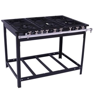 Fogão Industrial Venâncio 6 Bocas 3 Simples a Gás Natural Baixa Pressão Espera para Forno E6-