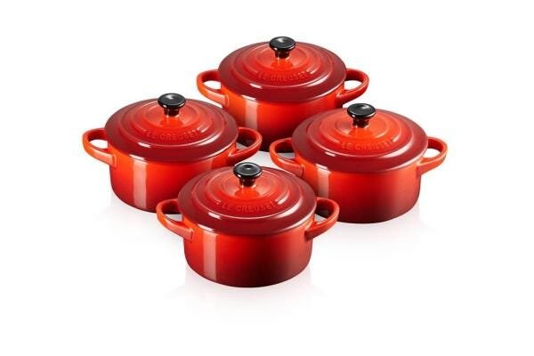 Jogo 4 Mini Cocotte de Cerâmica 10 cm Vermelho Le Creuset - 1