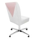 Ver imagem 2 de Kit 02 Cadeira Ana Giratória Metal Com Rodízio Suede Branco E Corino Rosa Bebê