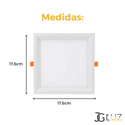 Painel Plafon Embutir Quadrado Recuado Led 12w Bco/ Pto Opus - Branco - Bco Frio 6500k - 6