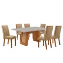 Ver imagem 1 de Mesa de Jantar Carolina 180cm Tampo MDF e Vidro Canto Copo com 6 Cadeiras Lira