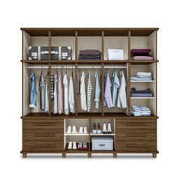 Guarda-Roupa Casal Rústico 5 Portas 6 Gavetas Malbec Off-White Londres - 4