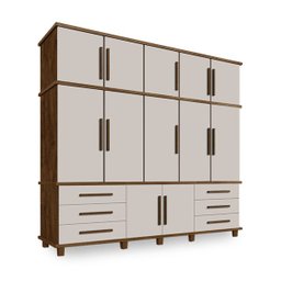 Guarda-Roupa Casal Rústico 5 Portas 6 Gavetas Malbec Off-White Londres - 3