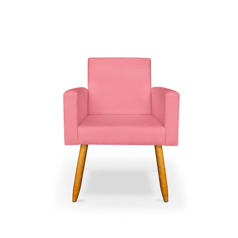 Poltrona Manicure Nina Recepção Cadeira Salão de Beleza Consultório Rosa