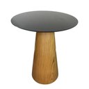 Ver imagem 1 de Mesa De Apoio Cone Base Laminada Em Madeira Natural - Tampo Laqueado 70 Cm Altura 70 Cm Cor Preto