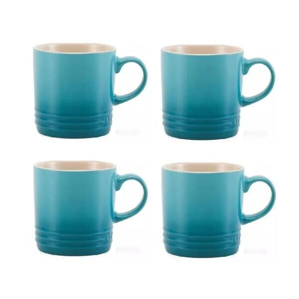 Jogo 4 Canecas Espresso de Cerâmica 100 ml Azul Caribe Le Creuset - 1