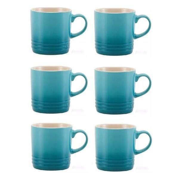 Jogo 6 Canecas Espresso de Cerâmica 100 ml Azul Caribe Le Creuset - 1