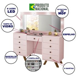 Penteadeira Camarim com Led e Espelho Mila Rose - 2