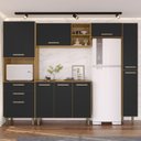 Ver imagem 1 de Cozinha Completa Modulada 5 Peças 9 Portas 2 Gavetas com Tampo Iris Marrom/Carvalho/Preto