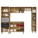 Ver imagem 5 de Cozinha Completa Modulada 5 Peças 9 Portas 2 Gavetas com Tampo Iris Marrom/Carvalho/Preto