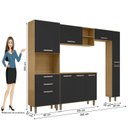 Ver imagem 4 de Cozinha Completa Modulada 5 Peças 9 Portas 2 Gavetas com Tampo Iris Marrom/Carvalho/Preto