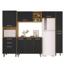 Ver imagem 2 de Cozinha Completa Modulada 5 Peças 9 Portas 2 Gavetas com Tampo Iris Marrom/Carvalho/Preto