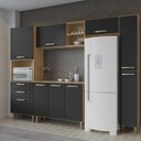 Ver imagem 6 de Cozinha Completa Modulada 5 Peças 9 Portas 2 Gavetas com Tampo Iris Marrom/Carvalho/Preto