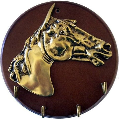 Porta Chaves Cavalo Artesanal em Latão e Mdf Sat