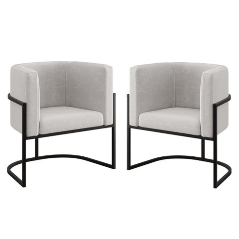 Kit 02 Cadeiras Poltrona Lua para Sala Quarto Balaqui Decor Cor:bege