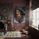 Ver imagem 1 de Quadro Cigana com Bola de Cristal - 70x50cm:moldura Preta