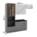 Ver imagem 3 de Cozinha Telasul Lumina 4 Peças com Paneleiro para Forno e Micro com Vidro e Iluminação Cinza