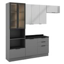 Ver imagem 2 de Cozinha Telasul Lumina 4 Peças com Paneleiro para Forno e Micro com Vidro e Iluminação Cinza