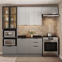Ver imagem 1 de Cozinha Telasul Lumina 4 Peças com Paneleiro para Forno e Micro com Vidro e Iluminação Cinza