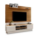 Ver imagem 3 de Sala de Estar Rack Retrô com Painel para TV 75 Polegadas London New Carvalho Off White