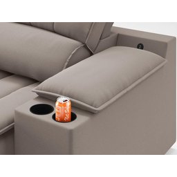 Sofá com Porta Copos e Carregador USB Retrátil e Reclinável Murano 2,00m Velosuede Bege - - 7