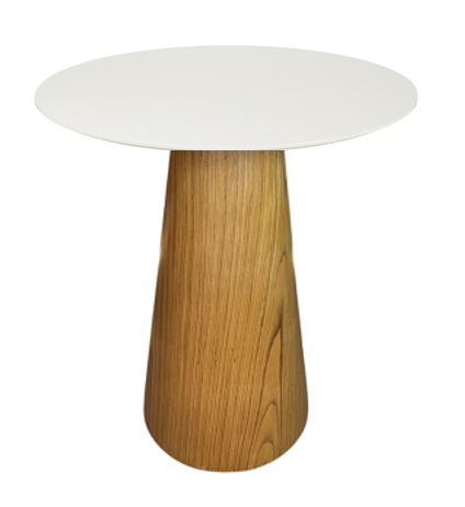 Mesa de Apoio Cone Base Laminada em Madeira Natural - Tampo Off White 70 cm Altura 70 cm Personal De