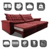 Sofá Retrátil e Reclinável 2,75m Molas Ensacadas Cama inBox Big Space com Bordado Velusoft - 3