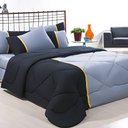 Ver imagem 2 de Enxoval Edredom + Jogo de Cama King Aconchego Premium 06 Peças - Preto- Cinza
