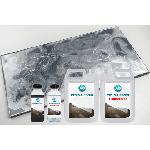 Kit Porcelanato Líquido Metálico Prata Platina / CinzaFerro AG por M² Resinas ag