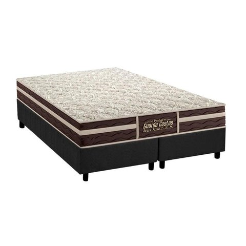 Cama Box Queen: Colchão Ortopédico Probel Guarda Costas Extra Firme + Base CRC Suede Gray(158x198)