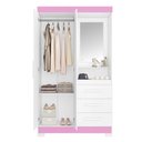 Ver imagem 3 de Guarda-Roupa Nt 6020 187cm 2 Portas 3 Gavetas com Espelho Branco/Rosa - Notável Móveis