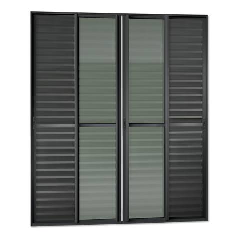 Porta Correr Venez. 6 Folhas Móv.210x200 Elite c/Fecho Autom V.Lis.Preto Brimak