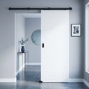 Ver imagem 1 de Porta Drywall Branca 80x210 + Kit Correr Preto de Sobrepor