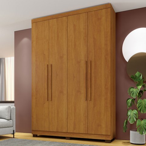 Guarda-roupa Casal Bari 4 Portas 3 Gavetas Cinamomo - Panorama Móveis