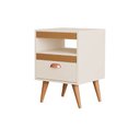 Ver imagem 5 de Kit 2 Mesa Cabeceira Sal Organizadora para Quarto Estilo Retrô com Gaveta - Off/Naturale