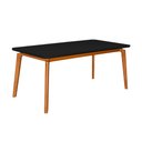 Ver imagem 3 de Mesa Jantar Luxo Jade 160x90cm Preto com 4 Cadeiras Estofadas Linho Cinza Base Madeira Maciça Mel