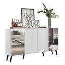 Ver imagem 7 de Aparador Buffet 4 Portas com Espelho Retrô Vegas Multimóveis V3562 Branco/Preto