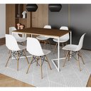 Ver imagem 1 de Mesa Jantar Industrial Retangular Amêndoa 137x90cm Base V Ferro Branco com 6 Cadeiras Branca Eames M