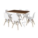 Ver imagem 2 de Mesa Jantar Industrial Retangular Amêndoa 137x90cm Base V Ferro Branco com 6 Cadeiras Branca Eames M