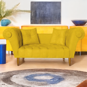 Ver imagem 2 de Namoradeira Recamier Sofá Decorativo 02 Lugares Dubai Corino Amarelo - Incasa Decor