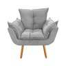 Poltrona com Puff Opala Decoração Quarto Amamentação Escritório Clínica Recepção Suede Cinza - 3
