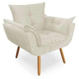Poltrona com Puff Opala Decoração Quarto Amamentação Escritório Clínica Recepção Suede Bege - 3