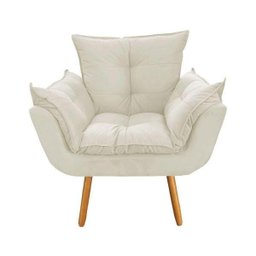 Poltrona com Puff Opala Decoração Quarto Amamentação Escritório Clínica Recepção Suede Bege - 4