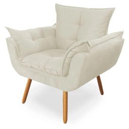 Poltrona com Puff Opala Decoração Quarto Amamentação Escritório Clínica Recepção Suede Bege - 2