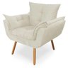 Poltrona com Puff Opala Decoração Quarto Amamentação Escritório Clínica Recepção Suede Bege - 2